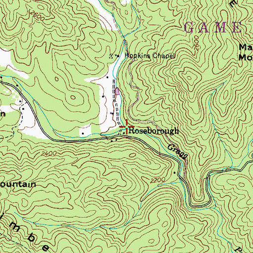 Topographic Map of Webb Creek, NC