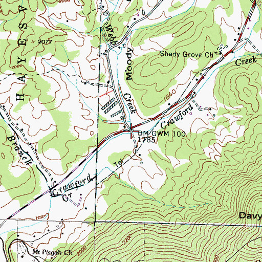 Topographic Map of Webb Creek, NC