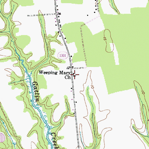 Topographic Map of Weeping Mary Church, NC