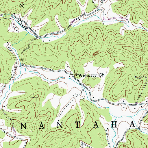 Topographic Map of Wehutty Church, NC