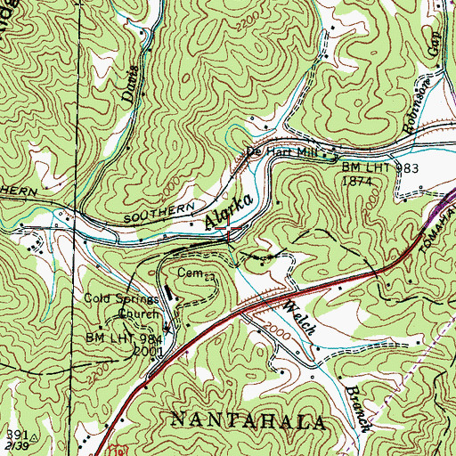 Topographic Map of Welch Branch, NC