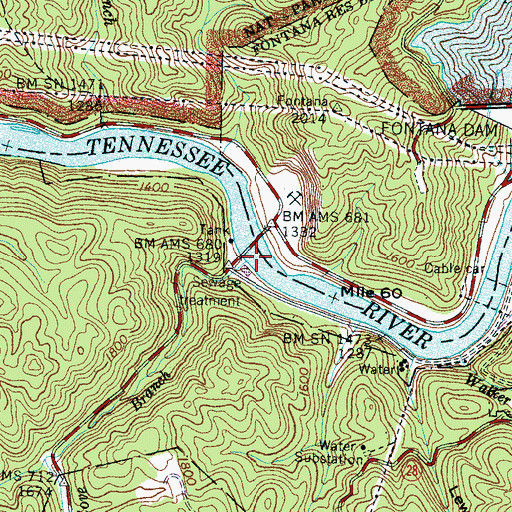Topographic Map of Welch Cove Branch, NC