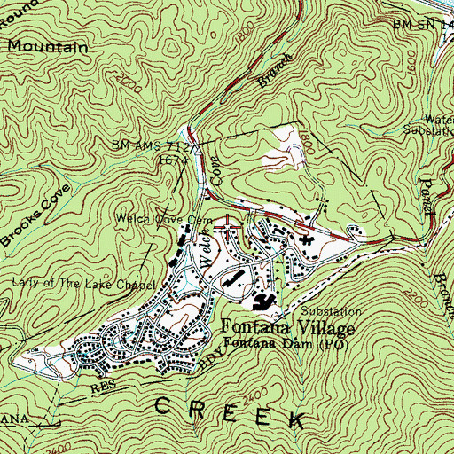 Topographic Map of Welch Cove Cemetery, NC