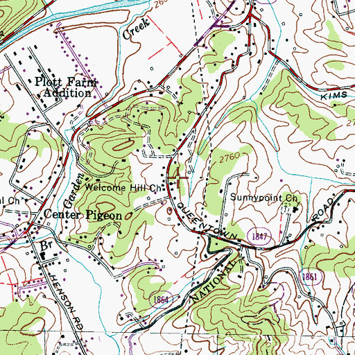 Topographic Map of Welcome Hill Church, NC