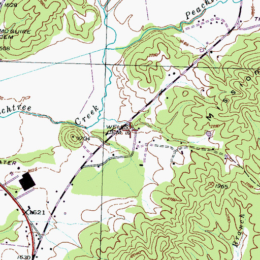 Topographic Map of Wells Cemetery, NC