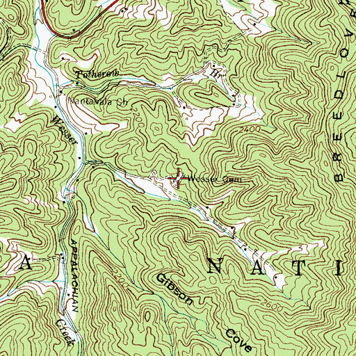 Topographic Map of Wesser Cemetery, NC
