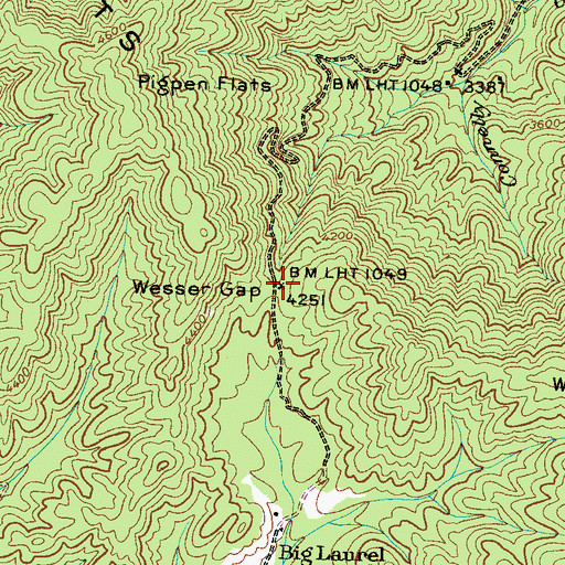 Topographic Map of Wesser Gap, NC