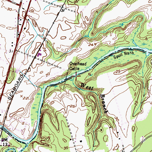 Topographic Map of West Branch, NC