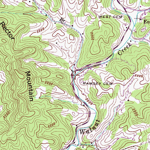 Topographic Map of West Branch Walnut Creek, NC