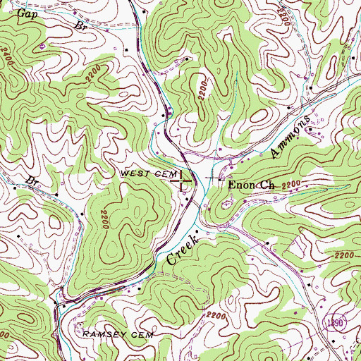Topographic Map of West Cemetery, NC