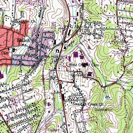 Topographic Map of West Chapel Cemetery, NC