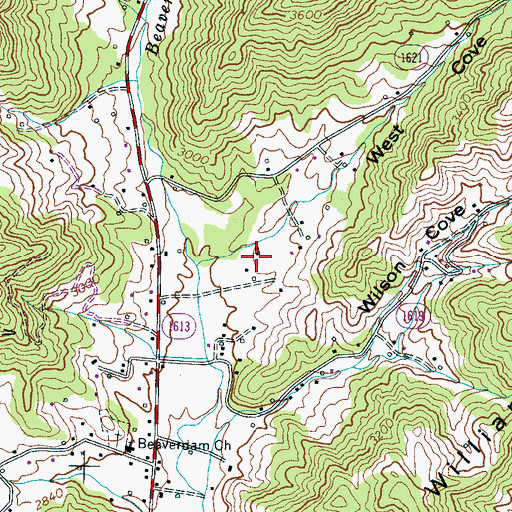 Topographic Map of West Cove, NC