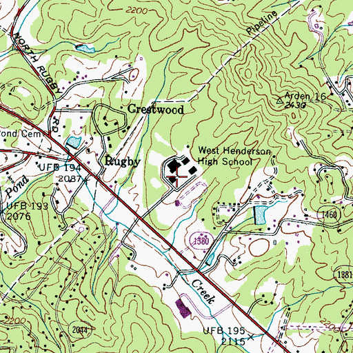 Topographic Map of West Henderson High School, NC