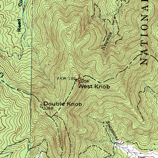 Topographic Map of West Knob, NC