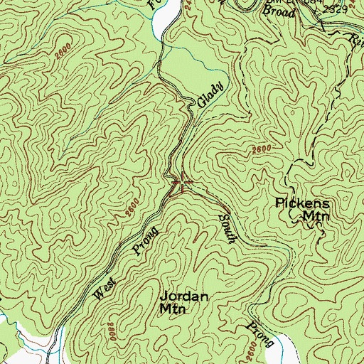 Topographic Map of West Prong Glady Fork, NC