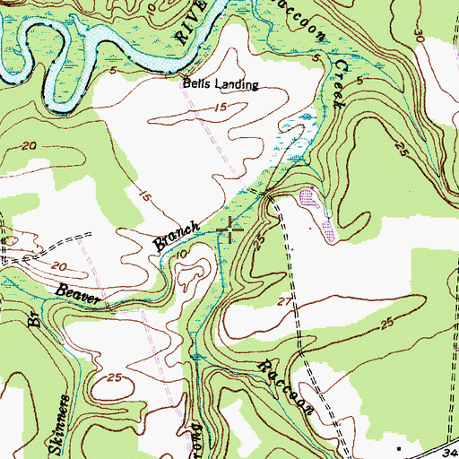 Topographic Map of West Prong Raccoon Creek, NC