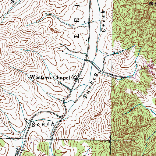 Topographic Map of Western Chapel, NC