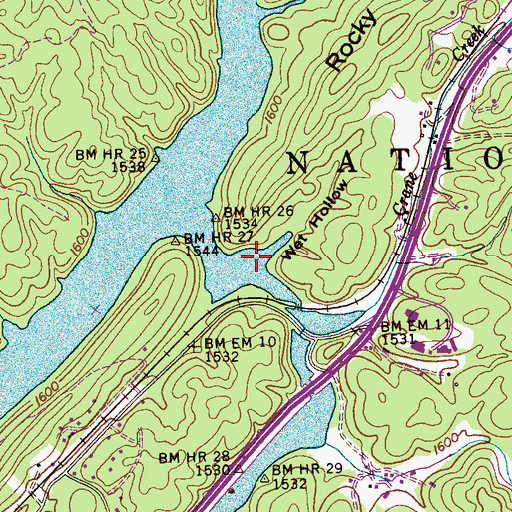 Topographic Map of Wet Hollow, NC
