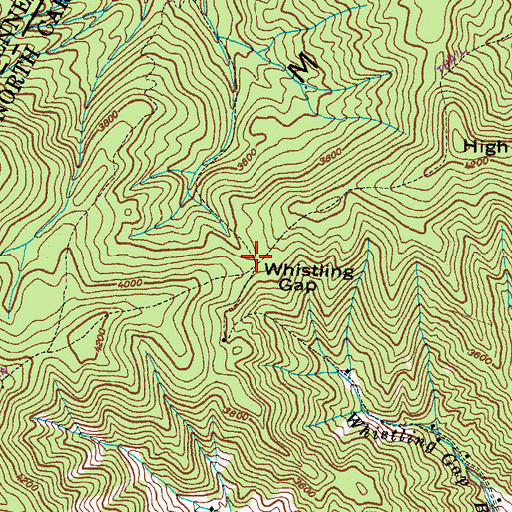 Topographic Map of Whistling Gap, NC