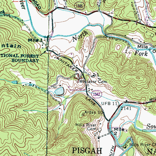 Topographic Map of Whitaker Cemetery, NC