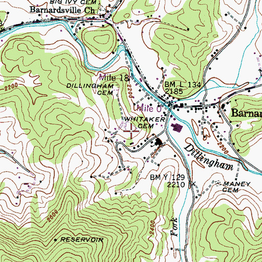 Topographic Map of Whitaker Cemetery, NC
