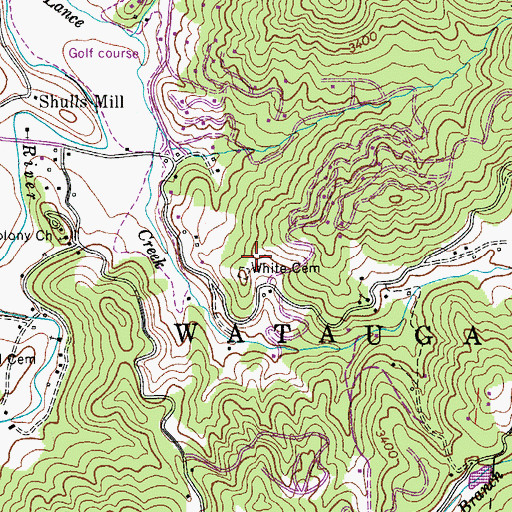 Topographic Map of White Cemetery, NC