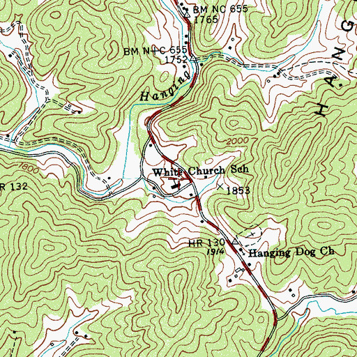 Topographic Map of White Church School, NC