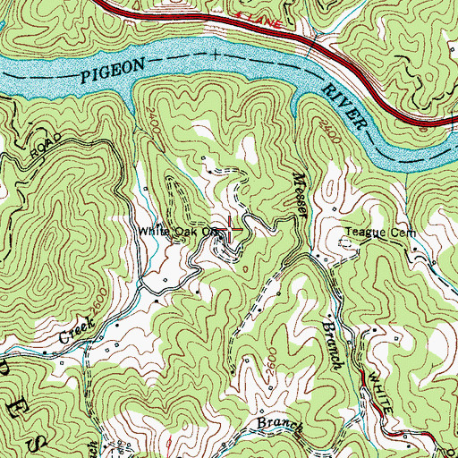 Topographic Map of White Oak Church, NC