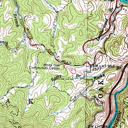 Topographic Map of White Oak Community Center, NC