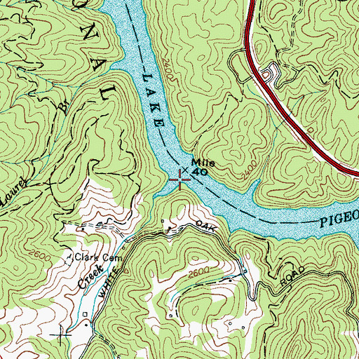 Topographic Map of White Oak Creek, NC