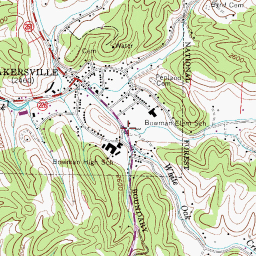 Topographic Map of White Oak Creek, NC