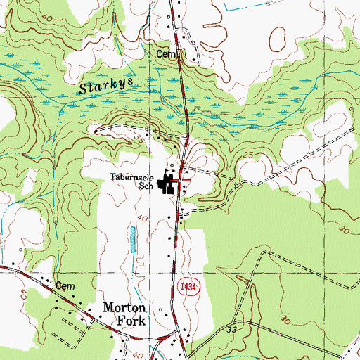 Topographic Map of White Oak School, NC