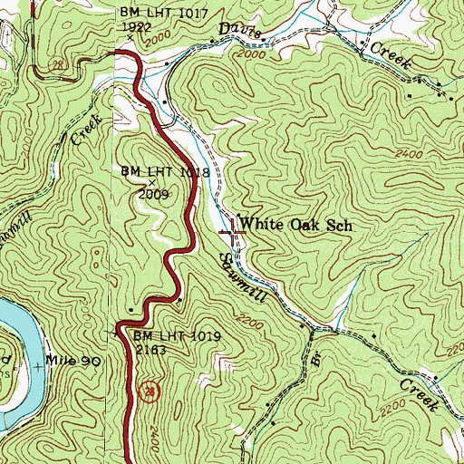 Topographic Map of White Oak School, NC