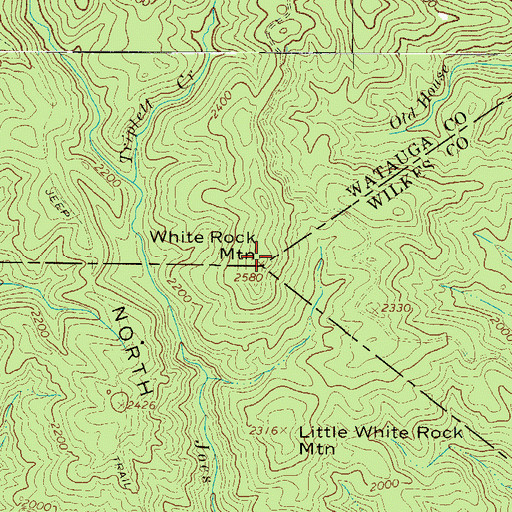 Topographic Map of White Rock Mountain, NC