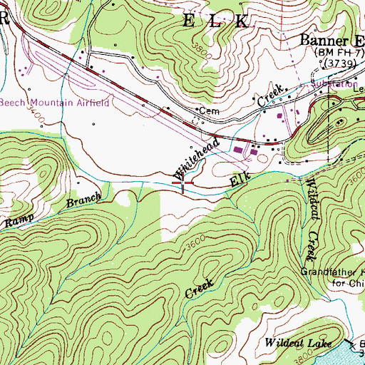 Topographic Map of Whitehead Creek, NC