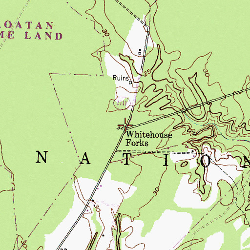 Topographic Map of Whitehouse Forks, NC