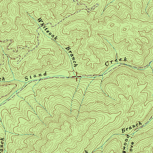 Topographic Map of Whiteoak Branch, NC