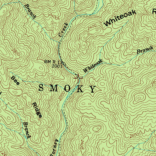 Topographic Map of Whiteoak Branch, NC