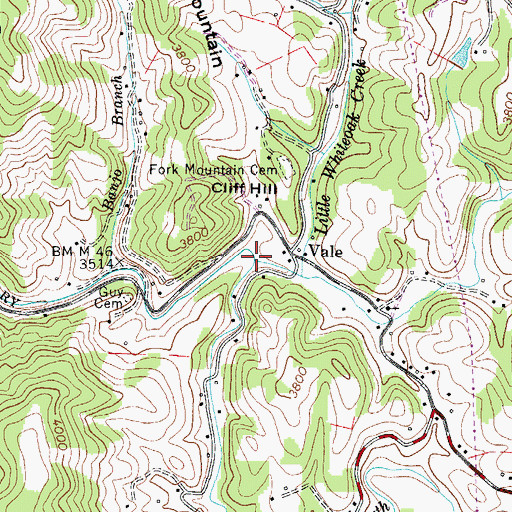 Topographic Map of Whiteoak Creek, NC