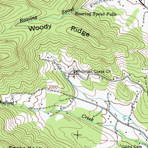 Topographic Map of Whiteoak Creek Church, NC
