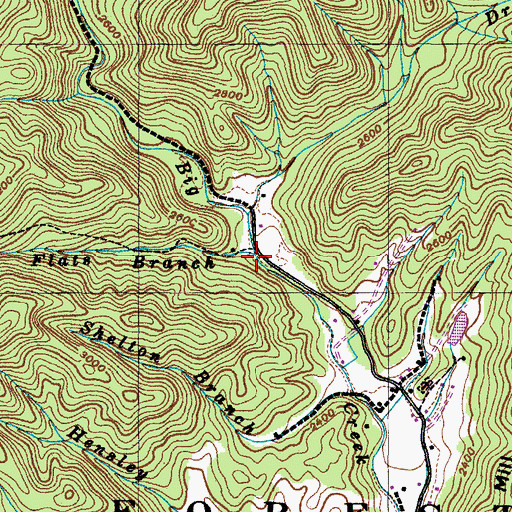 Topographic Map of Whiteoak Flats Branch, NC