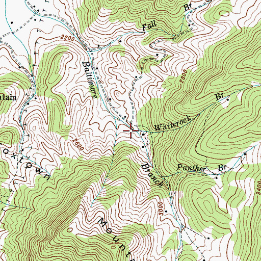 Topographic Map of Whiterock Branch, NC