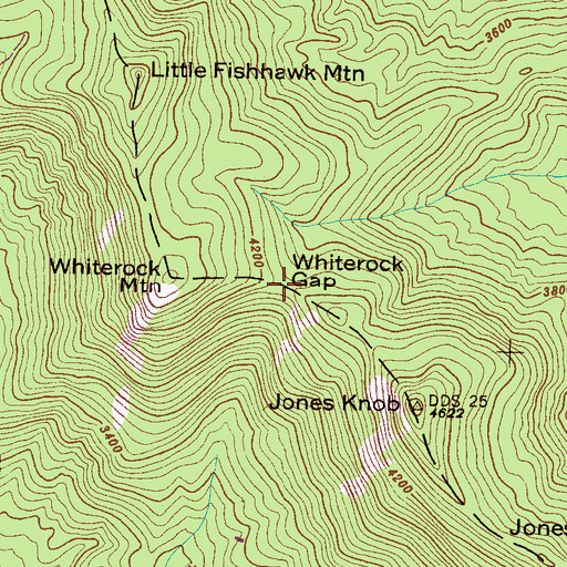 Topographic Map of Whiterock Gap, NC