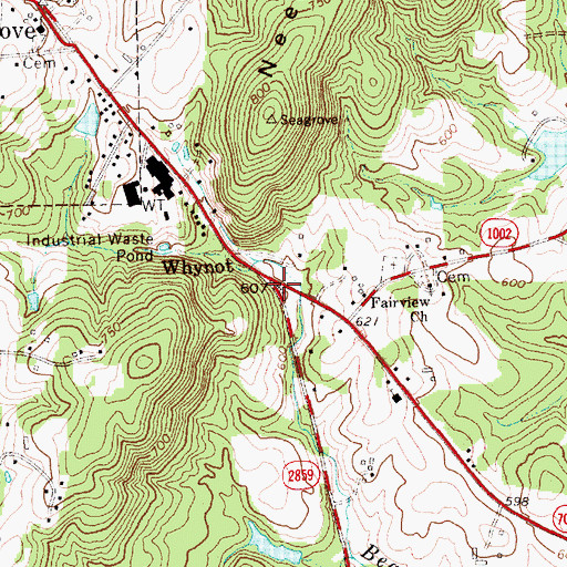 Topographic Map of Whynot, NC