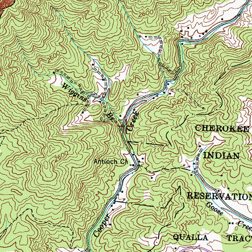 Topographic Map of Wiggins Branch, NC