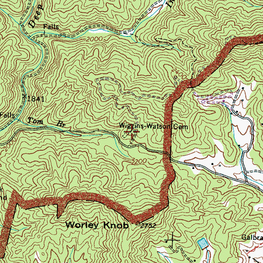 Topographic Map of Wiggins - Watson Cemetery, NC