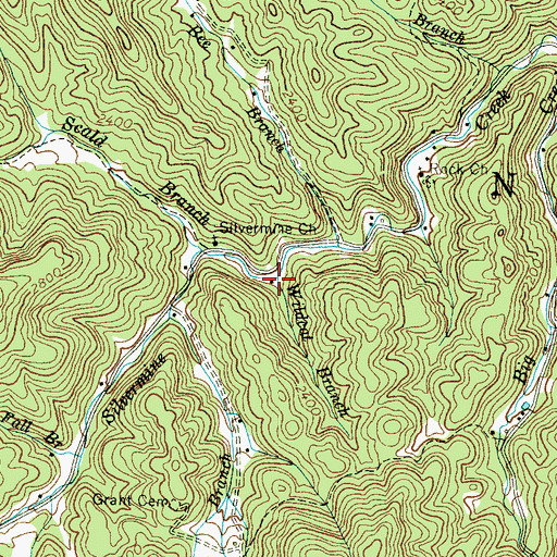 Topographic Map of Wildcat Branch, NC