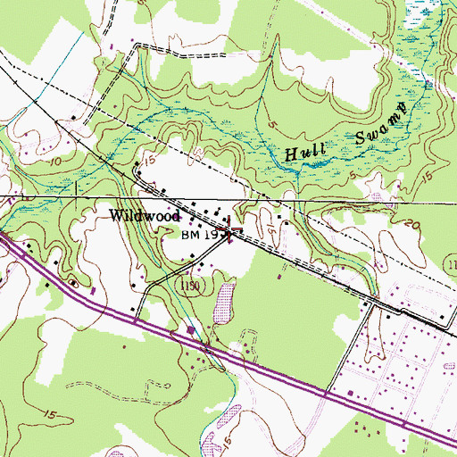 Topographic Map of Wildwood, NC