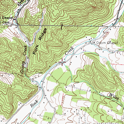 Topographic Map of Wiles Creek, NC