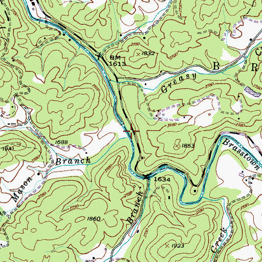 Topographic Map of Will Mason Branch, NC